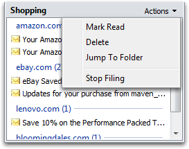 Act on filed messages in the unread pane
