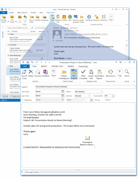 IMS User Guide: Convert Email to Tasks