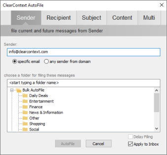 Create custom autofile rules